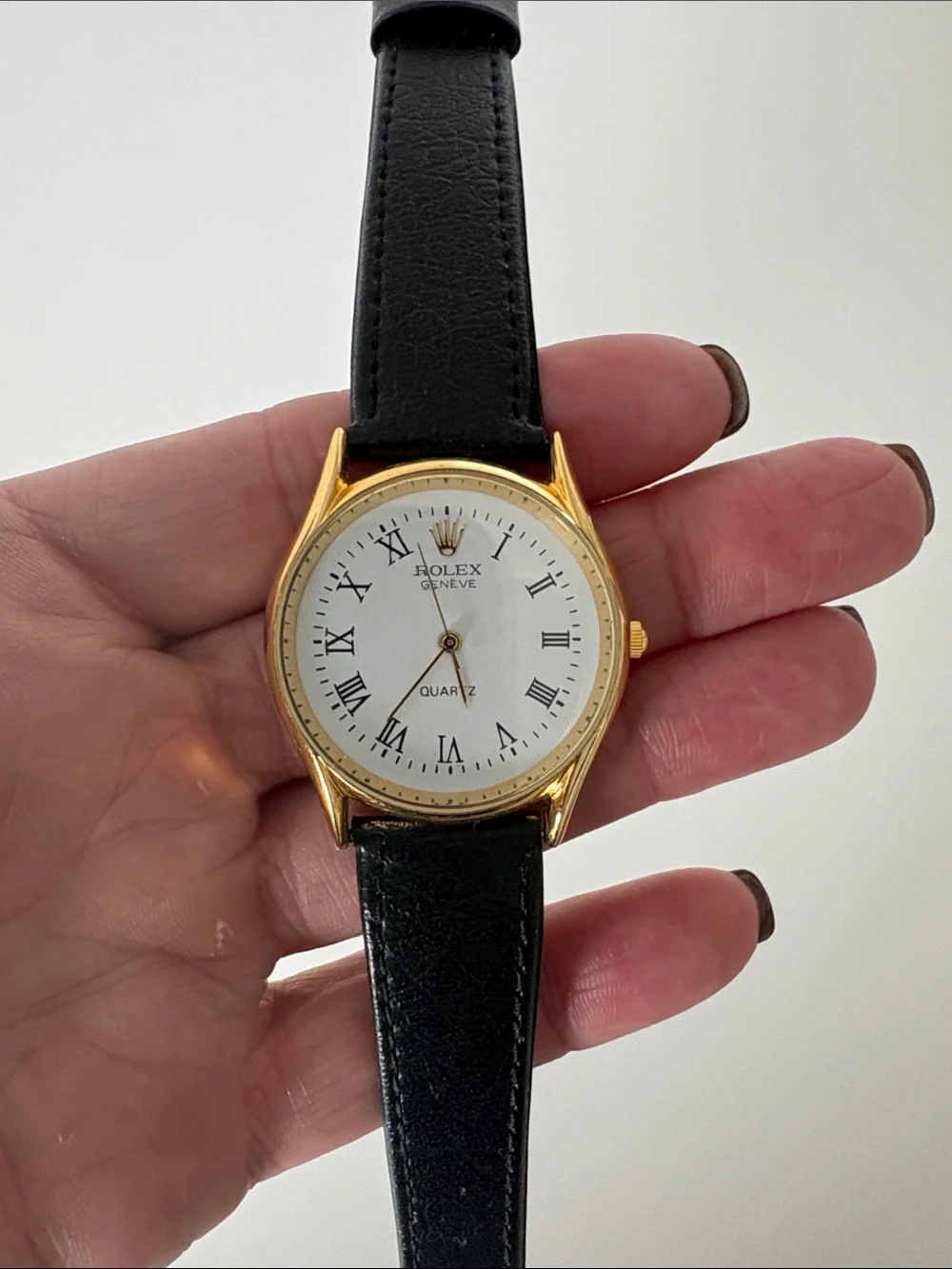 Designer Inspired Gold and Black Dress Watch with White Dial
